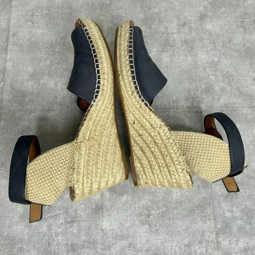 gentle souls Navy Espadrille Wedge Sandals